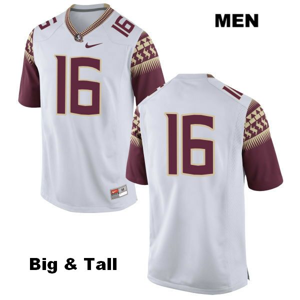 Men's NCAA Nike Florida State Seminoles #16 Cory Durden College Big & Tall No Name White Stitched Authentic Football Jersey RSD8869BP